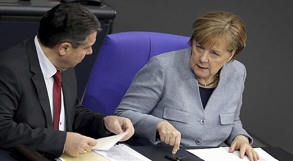 German Chancellor Angela Merkel and German FM  Sigmar Gabriel